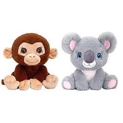 Foto van Keel toys - pluche knuffel dieren bosvriendjes set koala en chimpansee aapje 25 cm - knuffeldier