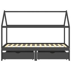 Foto van Vidaxl kinderbedframe met lades grenenhout donkergrijs 90x200 cm