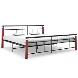 Foto van Vidaxl bedframe metaal en massief eikenhout 200x200 cm