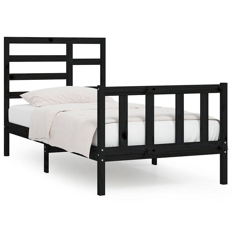 Foto van Vidaxl bedframe massief hout zwart 90x200 cm