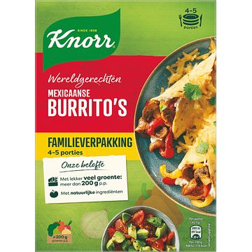 Foto van Knorr wereldgerechten maaltijdpakket mexicaanse burrito's xxl 351g bij jumbo