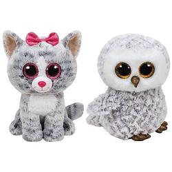 Foto van Ty - knuffel - beanie buddy - kiki cat & owlette owl