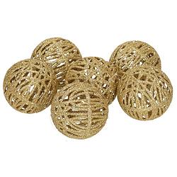 Foto van Rotan kerstversiering kerstballen goud met glitter 5 cm - kerstbal