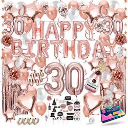 Foto van Fissaly® 30 jaar rose goud verjaardag decoratie versiering - helium, latex & papieren confetti ballonnen