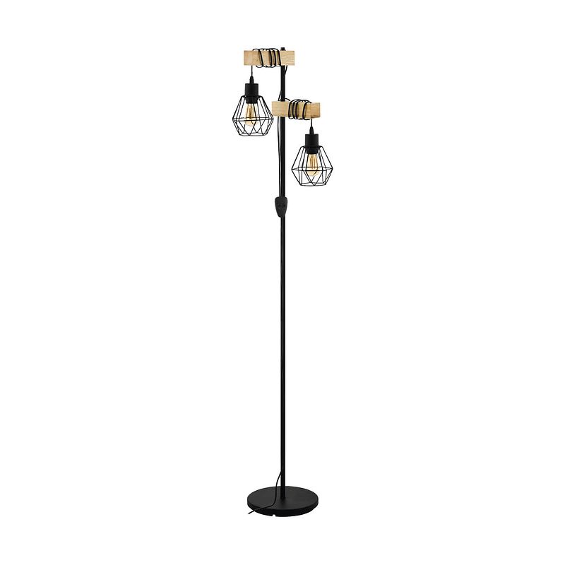 Foto van Eglo townshend 5 vloerlamp - e27 - 166,5 cm - zwart, bruin