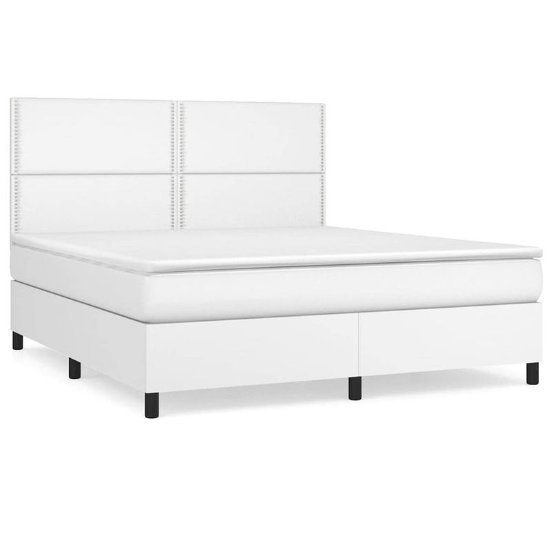 Foto van Vidaxl boxspring met matras kunstleer wit 160x200 cm