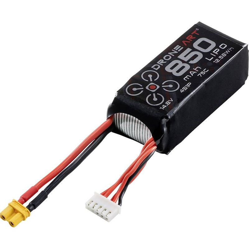 Foto van Droneart lipo accupack 14.8 v 850 mah aantal cellen: 4 75 c softcase xt30