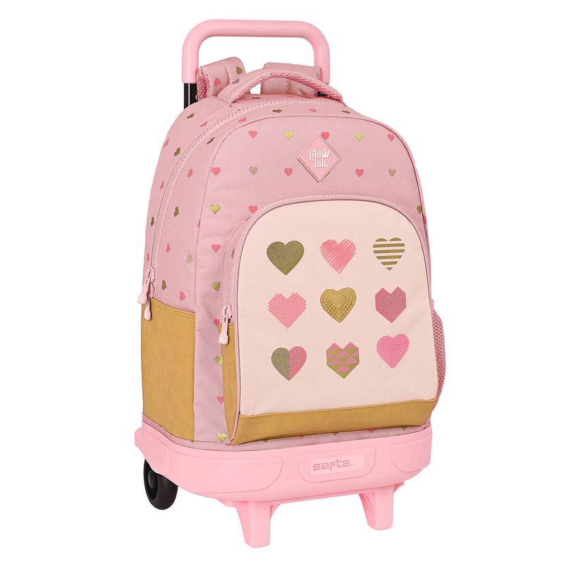 Foto van Schoolrugzak met wielen glow lab hearts roze (33 x 45 x 22 cm)