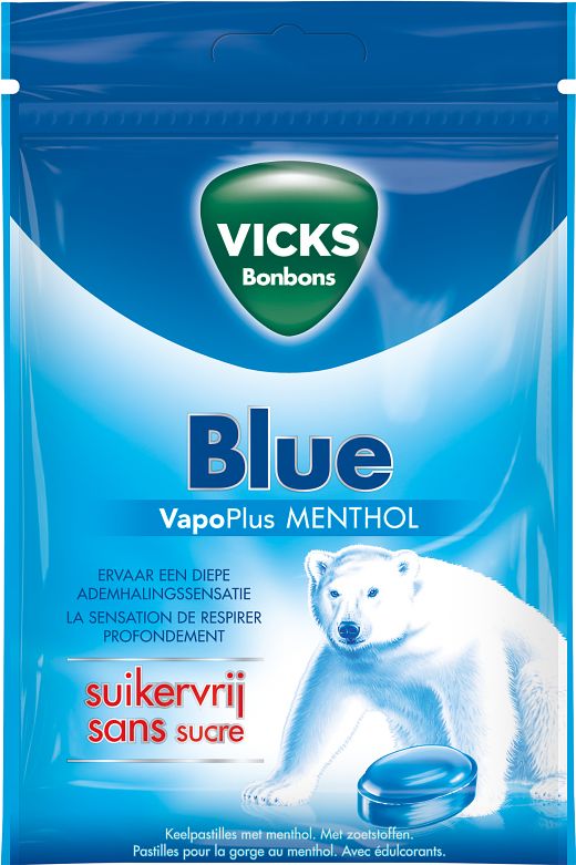 Foto van Vicks bonbons blue vapoplus menthol suikervrij 72g bij jumbo