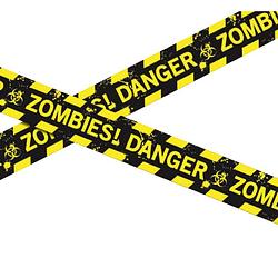 Foto van Markeerlint/afzetlint - zombies danger - 6 meter - zwart/geel - kunststof - markeerlinten