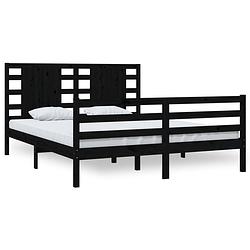 Foto van The living store bedframe - massief grenenhout - 205.5 x 155.5 x 69.5 cm - zwart