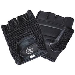 Foto van Fitness-mad fitness-handschoenen leer/mesh zwart maat s/m