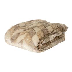 Foto van Ptmd kathleen cream artificial fur plaid rectangle s