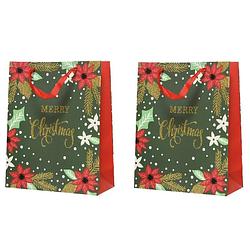 Foto van 2x stuks grote kerst cadeautas/tas voor kerstcadeautjes merry christmas 72 cm - cadeaudoosjes