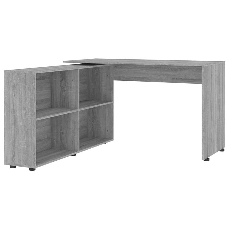 Foto van The living store hoekbureau bewerkt hout - 130x60x75 cm - grijs sonoma eiken