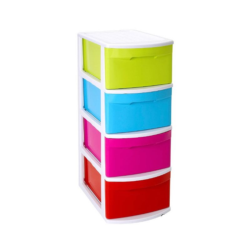 Foto van Ladeblok/bureau organizer met 4x lades multi-color/wit l39 x b28.5 x h78 cm - ladeblok