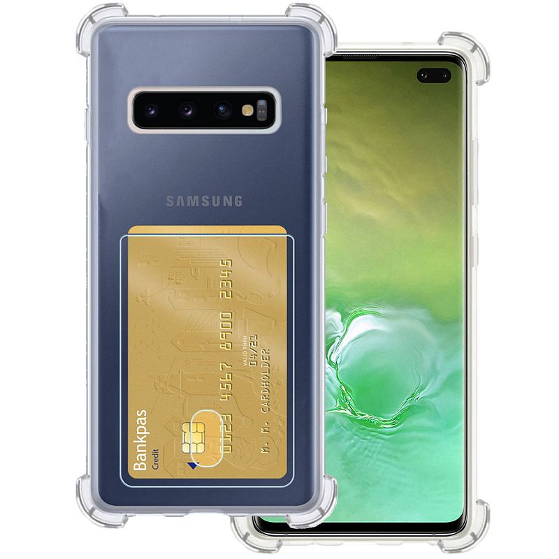 Foto van Basey samsung galaxy s10 plus hoesje siliconen hoes case cover met pasjeshouder - transparant