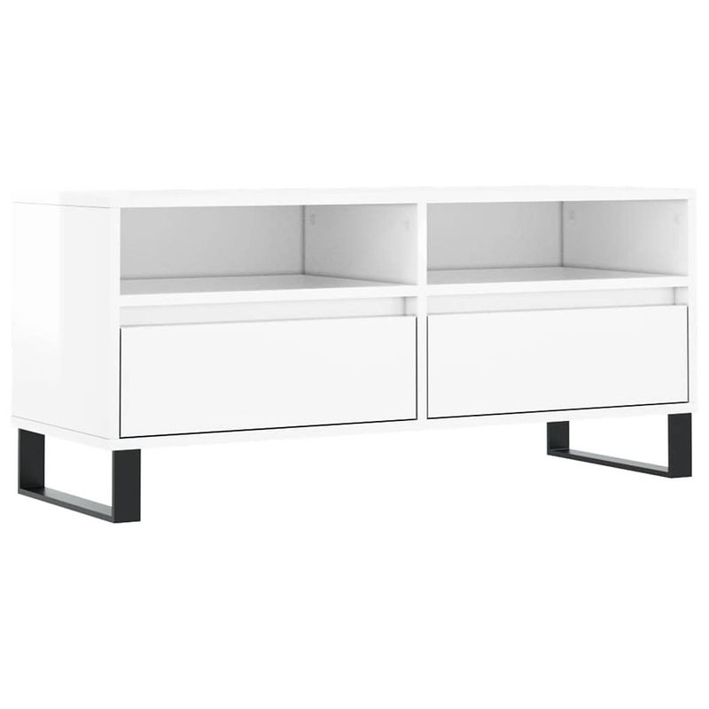 Foto van The living store tv-meubel oslo - tv-meubels - 100x34.5x44.5 cm - hoogglans wit