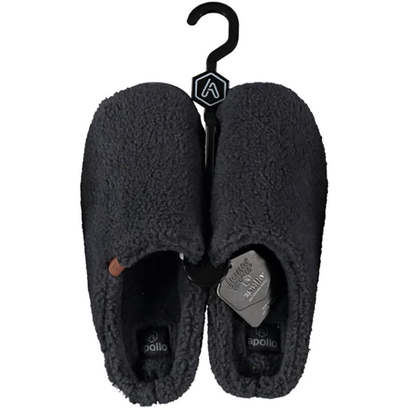 Foto van Heren instap slippers/pantoffels teddy wol antraciet maat 45-46 - sloffen - volwassenen