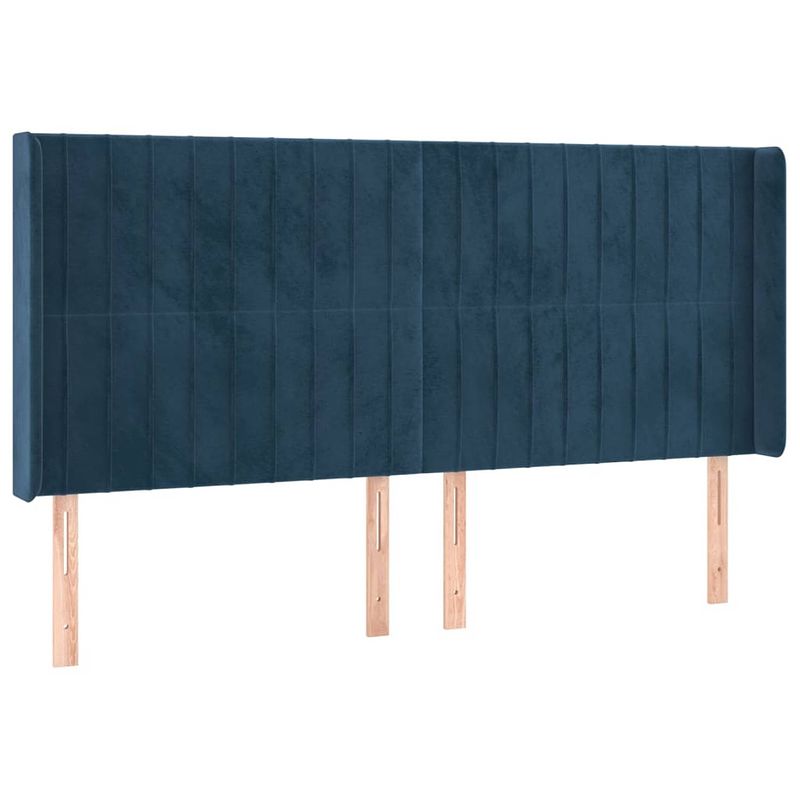 Foto van Vidaxl hoofdbord met randen 183x16x118/128 cm fluweel donkerblauw