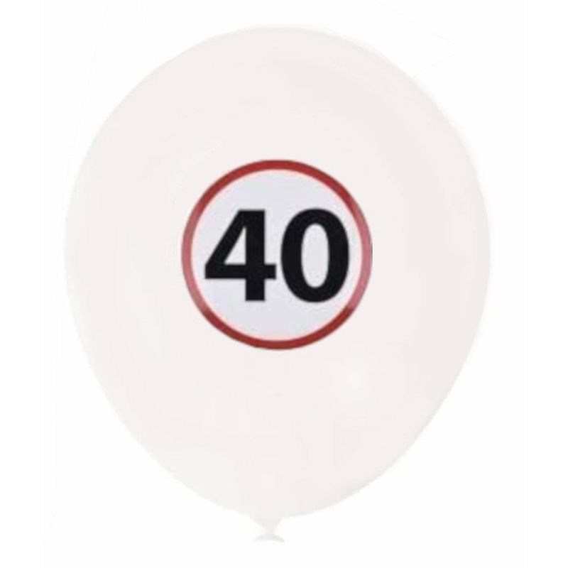 Foto van Free and easy ballonnenset 40 jaar 20 cm latex wit 6-delig