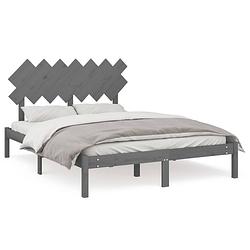 Foto van Vidaxl bedframe massief hout grijs 150x200 cm 5ft king size