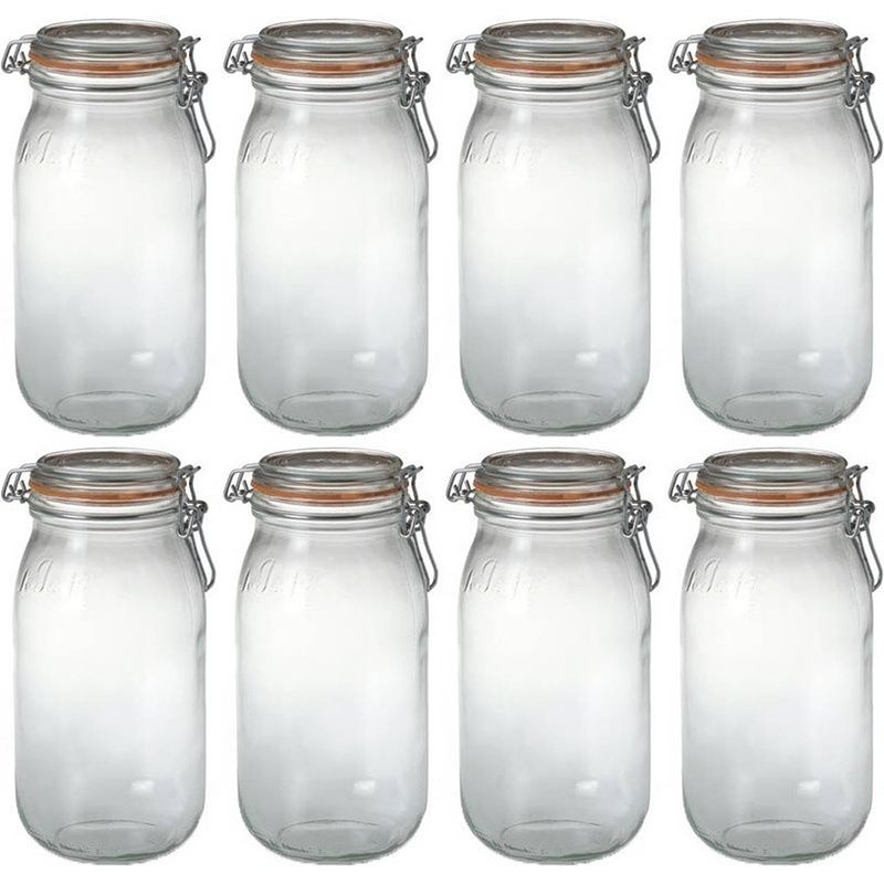 Foto van 8x luchtdichte weckpotten transparant glas 2 liter - weckpotten