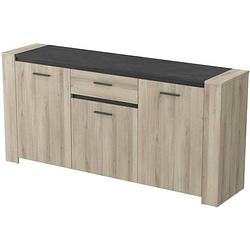 Foto van Demeyere sheffield dressoir 3 deuren + 1 lade - decor geborsteld eiken - l 189,4 x d 44,9 x h 88,9 cm