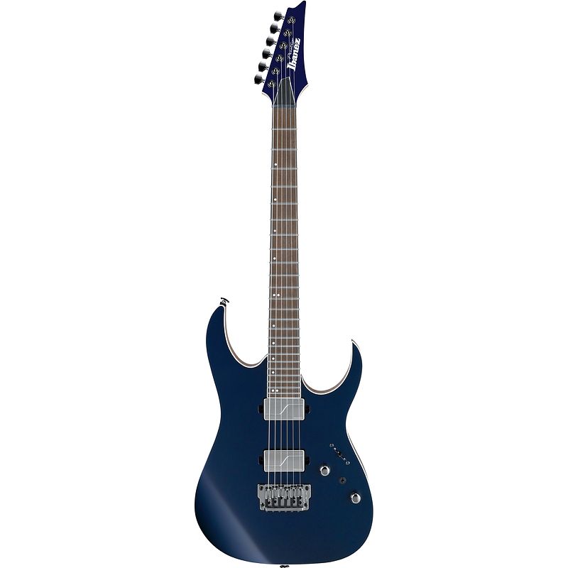 Foto van Ibanez prestige rg5121 dark tide blue flat met koffer