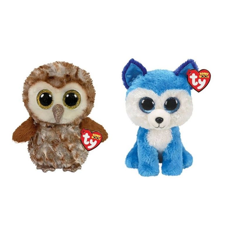 Foto van Ty - knuffel - beanie buddy - percy owl & prince husky