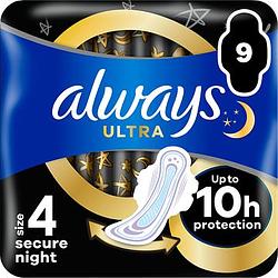 Foto van Always ultra maandverband secure night vleugels 9 stuks bij jumbo