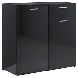 Foto van Vidaxl dressoir 80x36x75 cm spaanplaat hoogglans zwart