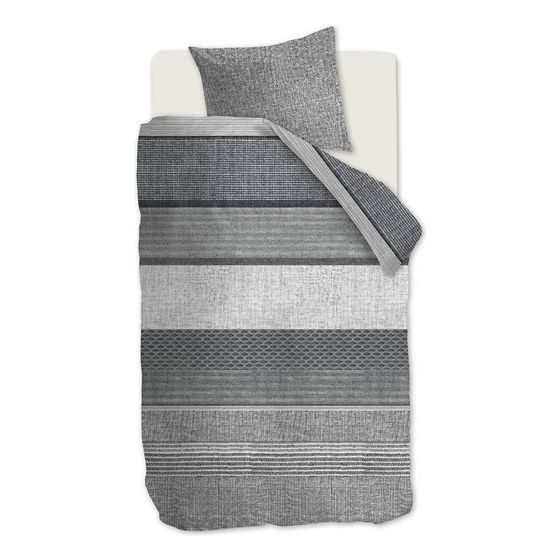 Foto van Beddinghouse dylano flanel dekbedovertrek - 1-persoons (140x200/220 cm + 1 sloop) - flanel - grey