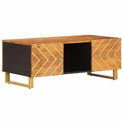 Foto van Vidaxl salontafel 100x54x40 cm massief mangohout bruin en zwart