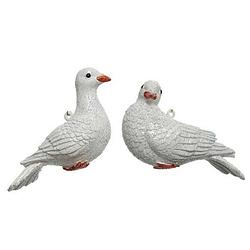 Foto van 1x kersthangers figuurtjes duif/duiven wit 12 cm - vogel dieren thema kerstboomhangers