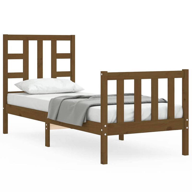 Foto van The living store bedframe - massief grenenhout - 195.5 x 80.5 x 100 cm - honingbruin