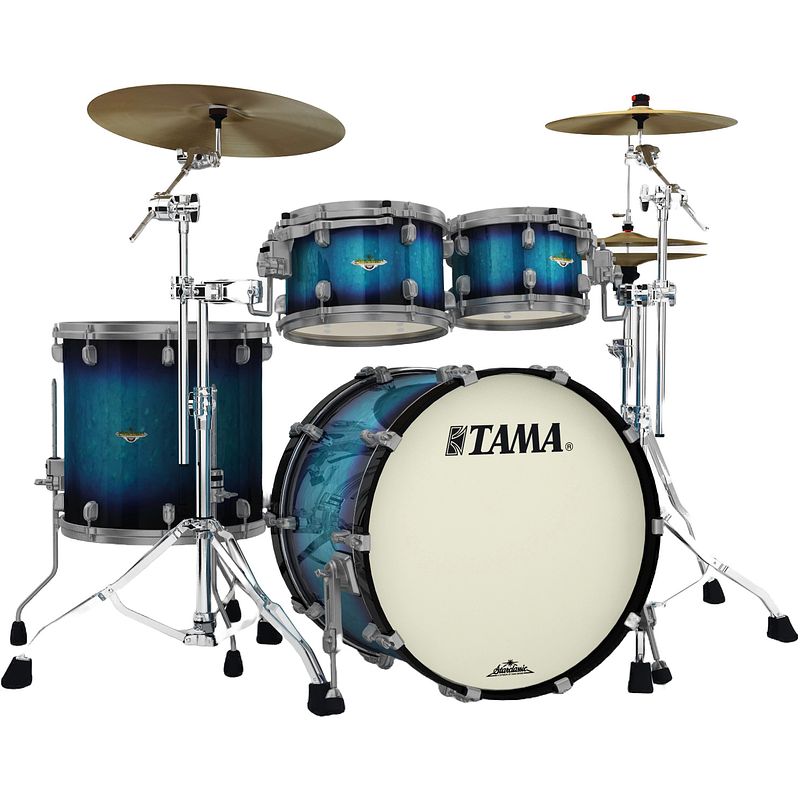 Foto van Tama ma42tzus-meb starclassic maple molten electric blue burst 4d. shellset smoked black nickel hardware