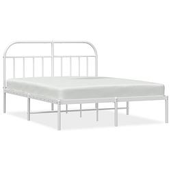 Foto van Vidaxl bedframe met hoofdbord metaal wit 140x190 cm