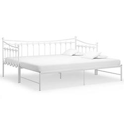 Foto van The living store bedbank sleeper - wit - 206x184.5x91.5 cm - geschikt voor 90x200 cm matras - stevige metalen