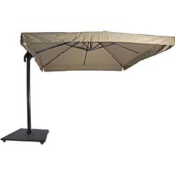 Foto van Zweefparasol virgo taupe 300 x 300 cm - inclusief zware parasolvoet