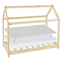 Foto van Kinderbed met dak en lattenbodem 70x140 cm grenenhout naturel ml-design