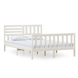 Foto van The living store bedframe grenenhout - 205.5 x 146 x 100 cm - wit