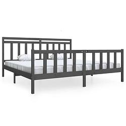 Foto van The living store bedframe scandinavisch - 205.5x206x100 cm - massief grenenhout - grijs