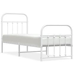 Foto van Vidaxl bedframe met hoofd- en voeteneinde metaal wit 75x190 cm