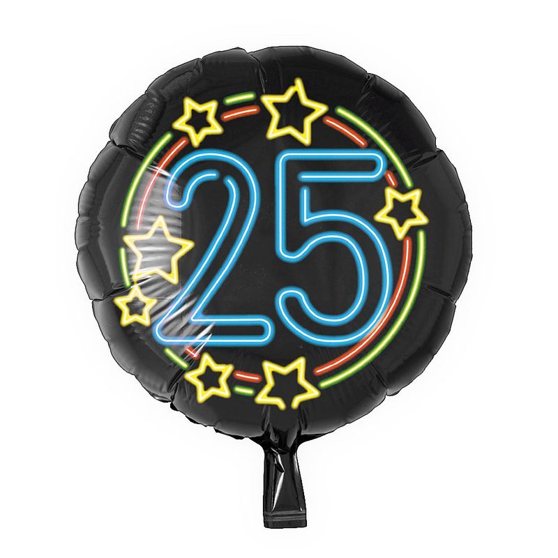 Foto van Paper dreams folieballon cijfer 25 rond 46 cm zwart/blauw