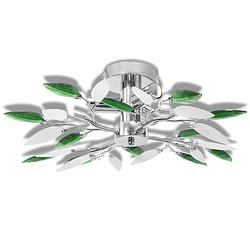 Foto van Vidaxl plafondlamp witte en groene acryl kristal bladeren 3xe14