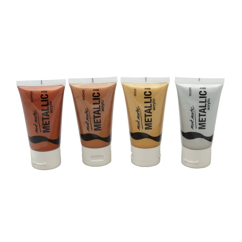 Foto van Mont marte® acrylverf metallic - 4 tubes a 40ml