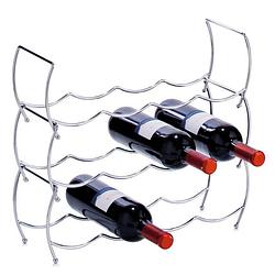 Foto van 1x zilver chroom wijnflesrek/wijnrekken stapelbaar voor 12 flessen 42 x 40 cm - wijnrekken