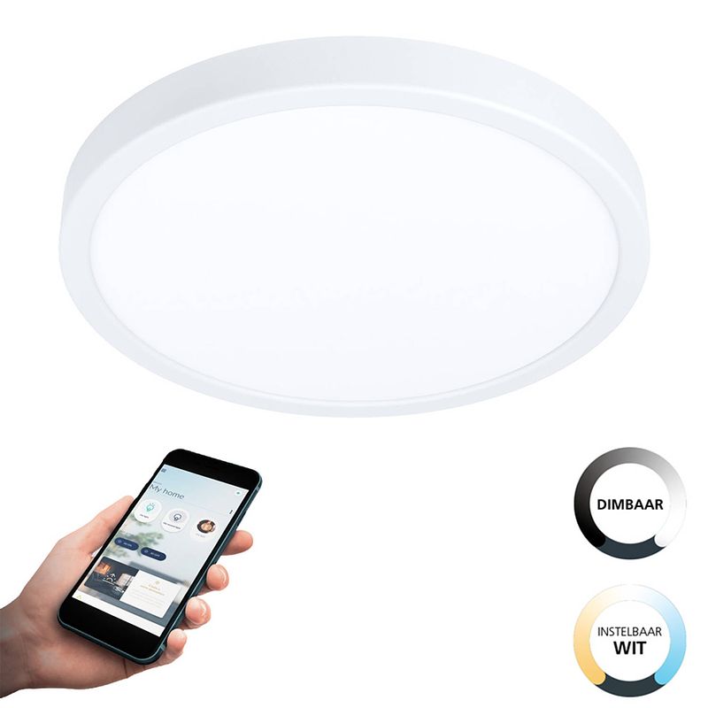 Foto van Eglo connect.z fueva-z smart opbouwlamp - ø 28,5 cm - wit - instelbaar wit licht - dimbaar - zigbee