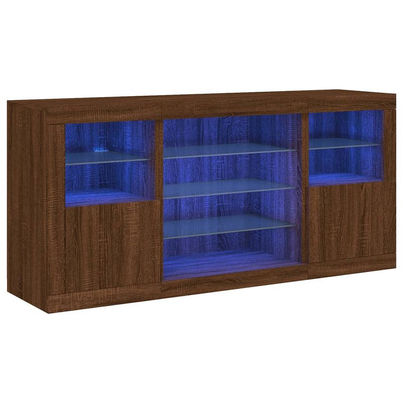 Foto van Vidaxl dressoir met led-verlichting 142,5x37x67 cm bruineikenkleurig